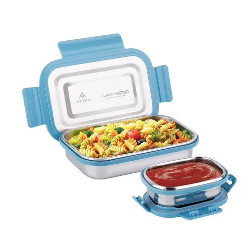 Image of ATTRO Lunchmate Stainless Steel Lunch Box with 1 Small Container Airtight
