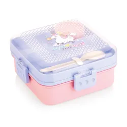 ATTRO My Lunch 2 Layer Plastic Lunch Box Comes with Fun Unicorn Print