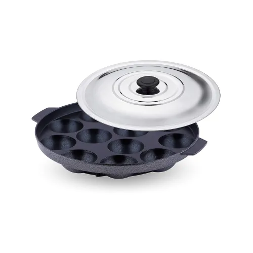 Image of Attro Non-Stick Aluminium Appam Patra 12 Cavity with Steel Lid