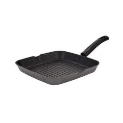Attro Non-Stick Aluminium Gas Compatible Grill Pan, 24 Cm, Spatter Finish