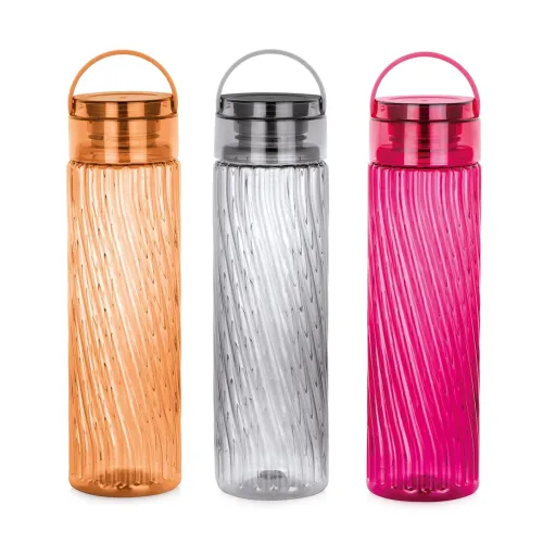 Image of Attro O2 Spring 1000ml Water Bottle with Easy to Carry Handle Leak-proof BPA Free Plastic Material-Set of 3 Assorted
