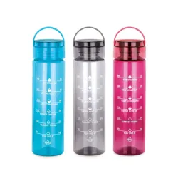 ATTRO Oxy Motivational 1000ml Water Bottle - Time Markers & Inspirational Slogans Mentioned Encourages More Water Intake, Easy-to-Carry Handle- Set of 3 Assorted, Plastic