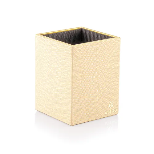 Image of Attro Pen Stand Wooden Designer Square Pen Holder Multipurpose Wooden Desk