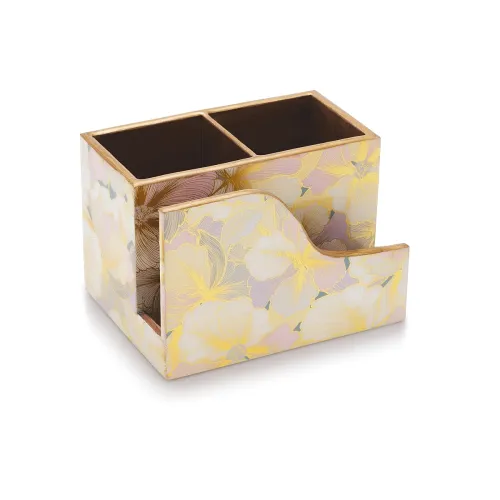 Image of Attro Petal Gold Cutlery & Napkin Holder Organizer Stand, Multipurpose Stand, Spoon Holder for Home Décor, Car, Kitchen 