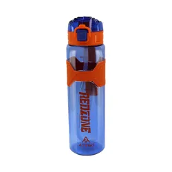 ATTRO Plastic Squad Sports 1000Ml Water Bottle with Flip Top Lid, Hand Strap & Straw Bpa Free Leak Proof Ideal for Gym Workout, Outdoor, School & Office - Dark Blue