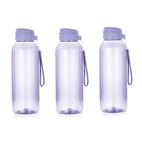 Image of ATTRO Prime Linear Plastic Water Bottle, Leak-Proof- Set of 3-1.5L-Purple