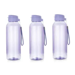 ATTRO Prime Linear Plastic Water Bottle, Leak-Proof- Set of 3-1.5L-Purple