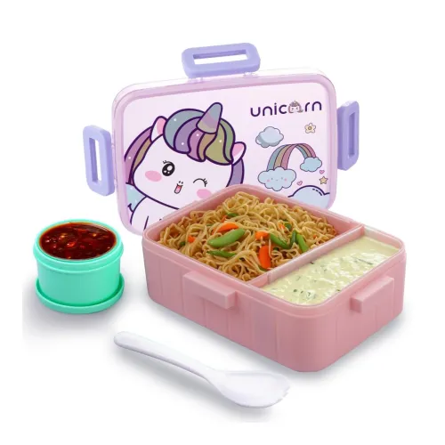 Image of ATTRO Quick 2 Lunch Box Unicorn Theme with Includes 2 Compartments