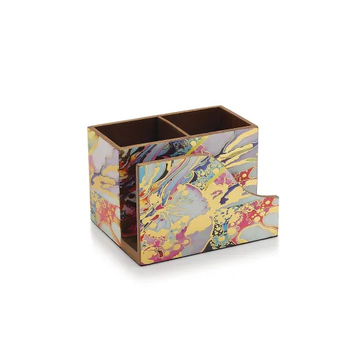 Image of Attro Rainbow Gold Designer Wooden Cutlery Holder and Napkin Holder Set