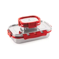ATTRO Shine Big Stainless Steel Lunch Box 2-Piece Set