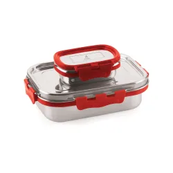 ATTRO Shine Medium Stainless Steel Lunch Box 2-Piece Set 800ml + 150ml