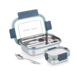 ATTRO Sparkle Steel Lunch Box 2Piece SeT