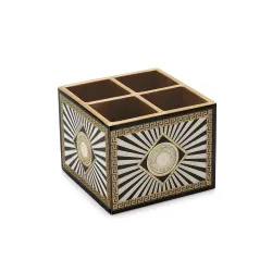 Attro Spiral Black Designer Wooden 4 Compartments Cutlery Holder
