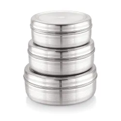 Attro Stainless Steel Puri Dabba with Lid (Set of 3)