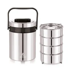 ATTRO Steel On 4 Insulated Tiffin Box 4 Stainless Steel Containers Easy Carry