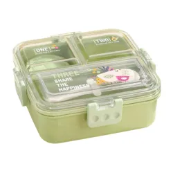 ATTRO Tasty Bite 3 Compartment Lunch Box with Small Container & Spoon