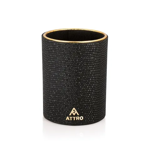 Image of Attro Pen Stand Wooden Designer Round Pen Holder Multipurpose Wooden Desk Organizer Perfect for Study Table, Office Desk