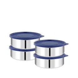 ATTRO Prime Stainless Steel Airtight Storage Containers - 250ml / Blue (Set of 4