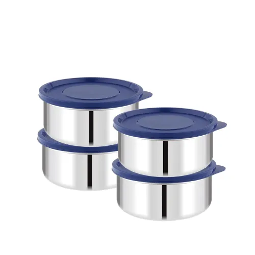 Image of ATTRO Prime Stainless Steel Single Wall Storage Containers Airtight 400ml Set of 4
