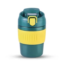 Attro Punch Coffee Travel Cup Insulated Vacuum Cup Comes with Two Convenient Drinking Options & Anti-Skid Bottom Stylish & Functional Travel Friendly Ideal for Office & Outdoor-350ml Emerald...
