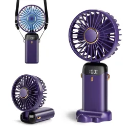 Aucoofany Portable Handheld Fan, 12 hours, Upgrade 3200mAh Portable Fan with LED Display, 90° Foldable, 5 Speed Wind,Han