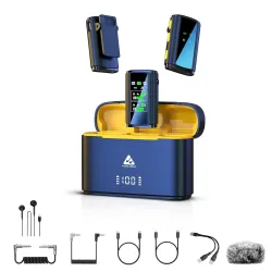 Audio Array AM-W21 Dual Wireless Lapel Mic | TFT Card Recording, Noise Cancellation & Echo | Android, iOS, DSLR Camera, Laptops | 360° Pickup, Plug n Play, 60M Working Range, 48-Hour Battery...