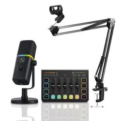 Audio Array RGB Gaming Mic Bundle with USB/XLR Microphone Streaming Mic Kit 
