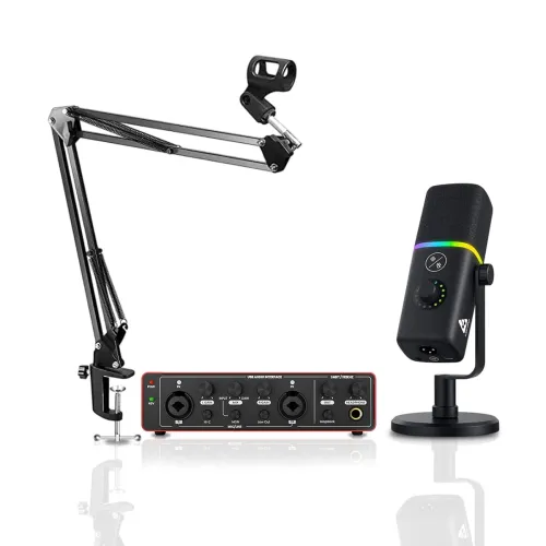 Image of Audio Array RGB Podcast Bundle Dynamic RGB USB/XLR Mic with 24-Bit/192kHz