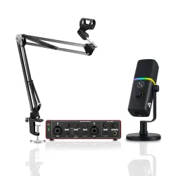 Audio Array RGB Podcast Bundle Dynamic RGB USB/XLR Mic with 24-Bit/192kHz