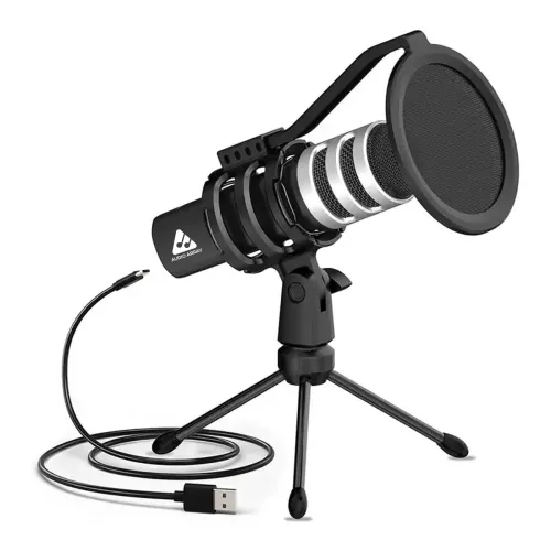 Image of Audio Array AM-C4 USB Plug & Play Condenser Microphone with Tripod, Pop-Filter & Shock Mount | for Conference, Gaming, P