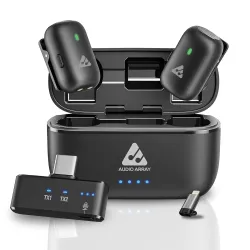 Audio Array Wireless AI Noise Cancellation Mic iPhone/Android Compatible 32H Charging Case
