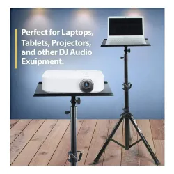Audiovan Projector Floor Tripod Stand & Speaker Tripod Stand Laptop Floor Stand with Anti Skid Pad (3.5 Feet to 6 Feet) Tray Size.11 x 15.6 Inches