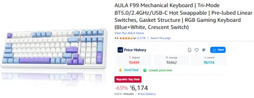 Image of AULA F99 Tri-Mode BT5.0 2.4GHz USB-C Mechanical RGB Gaming Keyboard