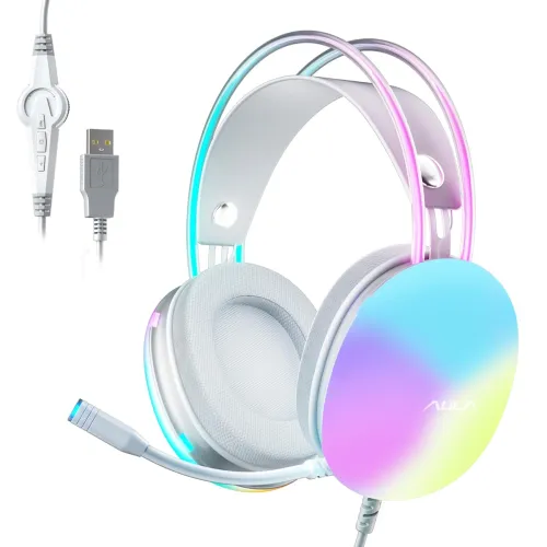 Image of Aula S505 USB Wired Gaming in Ear Headphones with Mic for PC