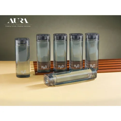 Image of Aura Black Plastic Other Water Bottle (Set of 6)