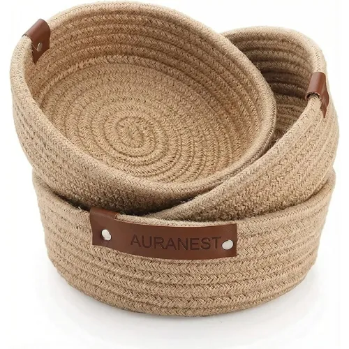 Image of Auranest Handwoven Jute Rope Storage Baskets (SO3)