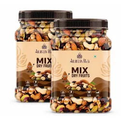Auravita Healthy Nutmix 500 * 2 gm, Dried Almonds, Black Raisins, Cashewnuts, Cranberries, Green Raisins & Many More(Pack of 2)