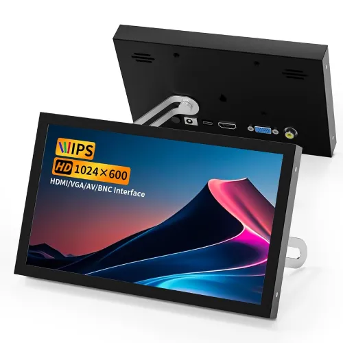Image of Aurevita 7 Inch Mini Monitor HDMI, Portable Vga Monitor with AV BNC 1024×600 LCD Screen with Built-in Speakers, 178° Vie