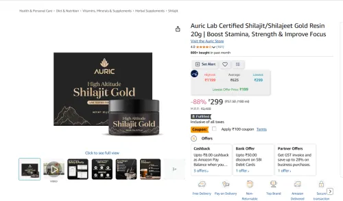 Image of Auric Lab Certified Shilajeet Gold Resin 20g 