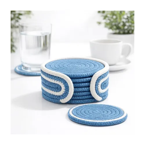 Image of AURKA Handmade Cotton Coaster Set of 6 with Holder