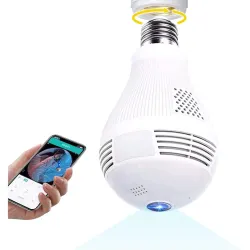 AUSHA® Full HD 1080P WiFi Home Security Camera,2.4Ghz Wireless Security Camera,Bulb cam with 360 Degrees Panaromic View,