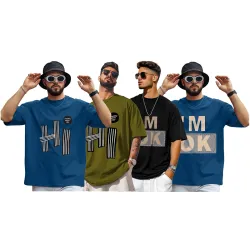 AUSK Mens Loose Fit Oversized Printed Cotton T-Shirts Half Sleeve Drop Shoulder Men Tshirt