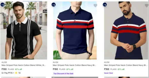 Image of AUSK Men's T-shirts at minimum 87% Discount