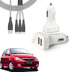 Auto Pearl 2-Port Fast Car Charger with 3-in-1 Cable