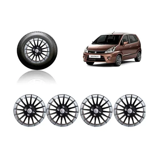 Image of Auto Pearl Car Black and Silver Wheel Cover Caps 13" Press Type Fitting