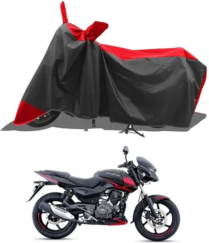 Image of AutoGalaxy Waterproof Two Wheeler Cover for Bajaj (Pulsar 125, Black, Red)