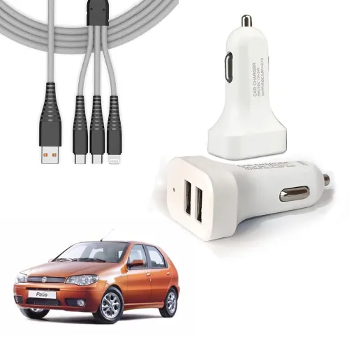 Image of Auto Pearl 2-Port Fast Car Charger with 3-in-1 Cable