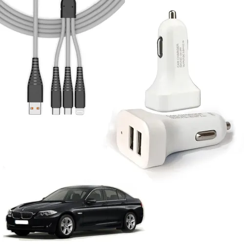 Image of Auto Pearl Dual-Port Fast Car Charger with 3-in-1 Cable