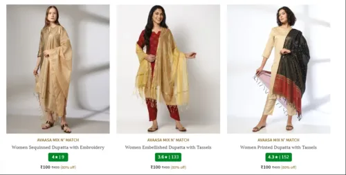 Image of AVAASA MIX N' MATCH Women's Dupatta Set Starting at ₹100