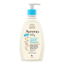 Aveeno Baby Daily Moisture Wash & Shampoo | Gentle Cleanser for Head to Toe | Tear Free & Soap Free Formula with Active 